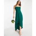 TFNC Bridesmaid satin cami dress in emerald green