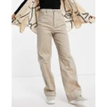 Monki Yoko wide leg cord pants in beige-Neutral