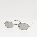 ASOS DESIGN 90s mini angled metal sunglasses with dark green lens in gold