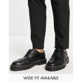 ASOS DESIGN chunky sole brogue shoes in black leather