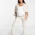 ASOS DESIGN Maternity chino pants in stone with under the bump band-Neutral