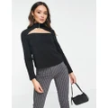 Vero Moda long sleeve cut out top with zip detail in black
