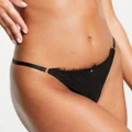 River Island lacy thong in black-Brown
