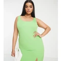 ASOS DESIGN Curve structured scoop mini dress with split detail in green