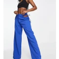 Missguided wide leg pants with cut out waist in blue