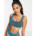 ASOS DESIGN Fuller Bust mix and match supportive crop bikini top in blue glitter