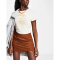 Pull & Bear satin mini skirt with wavy detail in brown