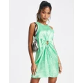 Topshop satin cut out ruched mini dress in apple-Green