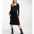 ASOS DESIGN Maternity knitted midi dress with square neck in black