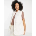 Pieces quilted vest in cream-White