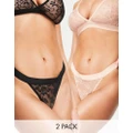 Tutti Rouge 2 pack lace thong in black and pink-Multi