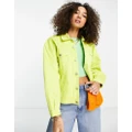 JJXX quilted lining denim jacket in bright lime-Yellow