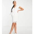 Mamalicious Maternity t-shirt dress with embroidered bottom and over the bump tie in white
