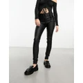 Noisy May Callie coated skinny jeans in black
