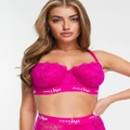 Pour Moi Fuller Bust Logo elastic non-padded lace bra in hot pink