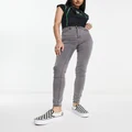 Noisy May Callie high-waisted skinny jeans in light grey