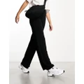 PIECES wide-legged ribbed pants in black