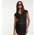 ASOS DESIGN Maternity ribbed cap sleeve mini shirt dress in black