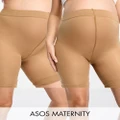 ASOS DESIGN Maternity anti-chafing shorts 2 pack in golden bronze-Neutral
