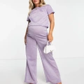 Jaded Rose Maternity wide leg pants in lilac sparkle (part of a set)-Purple