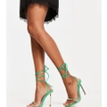 Bebo Wide Fit Tisha tie leg heeled sandals in green