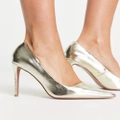 ASOS DESIGN Penza pointed high-heeled court shoes in gold
