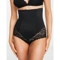 Lindex Kim super high waist shaping briefs with lace trim in black