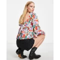 Only peplum bow back blouse in bright poppy floral-Multi