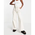 Selected Femme cotton ultra high waist wide leg jeans in ecru - CREAM-White