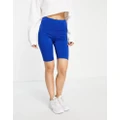 Pieces shiny legging shorts in bright blue