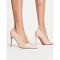 ASOS DESIGN Penza pointed high-heeled court shoes in beige patent-Neutral