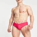 ASOS DESIGN swim briefs with cross front detail in bright pink