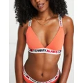 Tommy Jeans ID blend unlined triangle bralet in coral-Orange