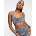 Missguided bralet in navy geometric print (part of a set)