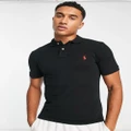 Polo Ralph Lauren slim-fit pique polo with red player logo in washed black