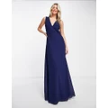 TFNC Bridesmaid open back lace insert dress in navy blue