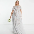 ASOS DESIGN Maternity Bridesmaid floral embroidered maxi dress with embellishment in soft blue