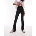 Topshop soft washed flares with front splits in washed black