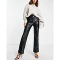 ASOS DESIGN leather look straight pants in black