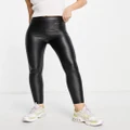JDY leather-look leggings in black