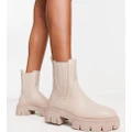 schuh Wide Fit Amaya split sole chunky calf boots in natural-White