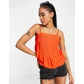 Y.A.S pleated front cami top in bright orange (part of a set)