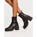 Truffle Collection square toe loafer trim boots in black