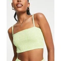 Pieces shirred removable cami strap top in green gingham (part of a set)