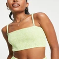 Pieces shirred removable cami strap top in green gingham (part of a set)