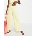 Selected Femme textured wide leg pants in pastel yellow (part of a set) - YELLOW
