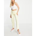 Selected Femme Lifa cotton straight leg jeans in pastel yellow - YELLOW
