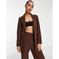 Pieces oversized blazer in chocolate (part of a set)-Brown