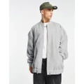 ASOS DESIGN oversized wool look bomber jacket in grey marl