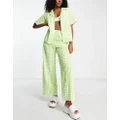 Monki straight pants in green gingham (part of a set)